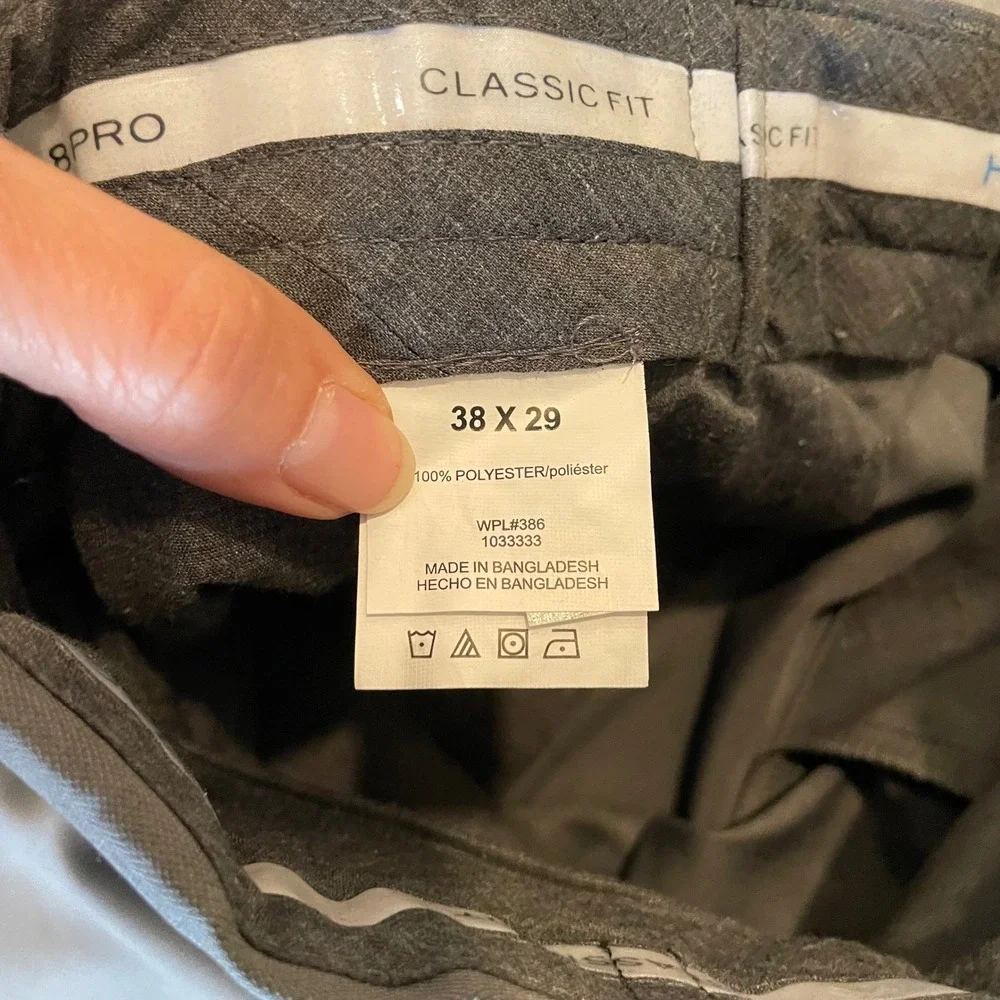 Haggar Cool 18 Pro Classic Fit Dress Pants Mens 38x29 Heather Grey HC00236 NWT